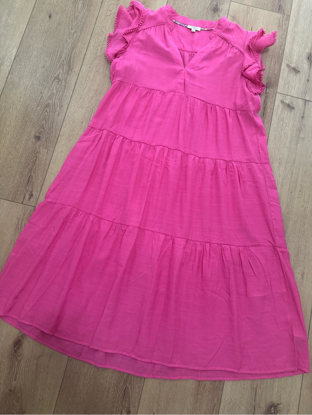Umgee Hot Pink Ruffled Tiered Midi Dress - Picture 9 of 9